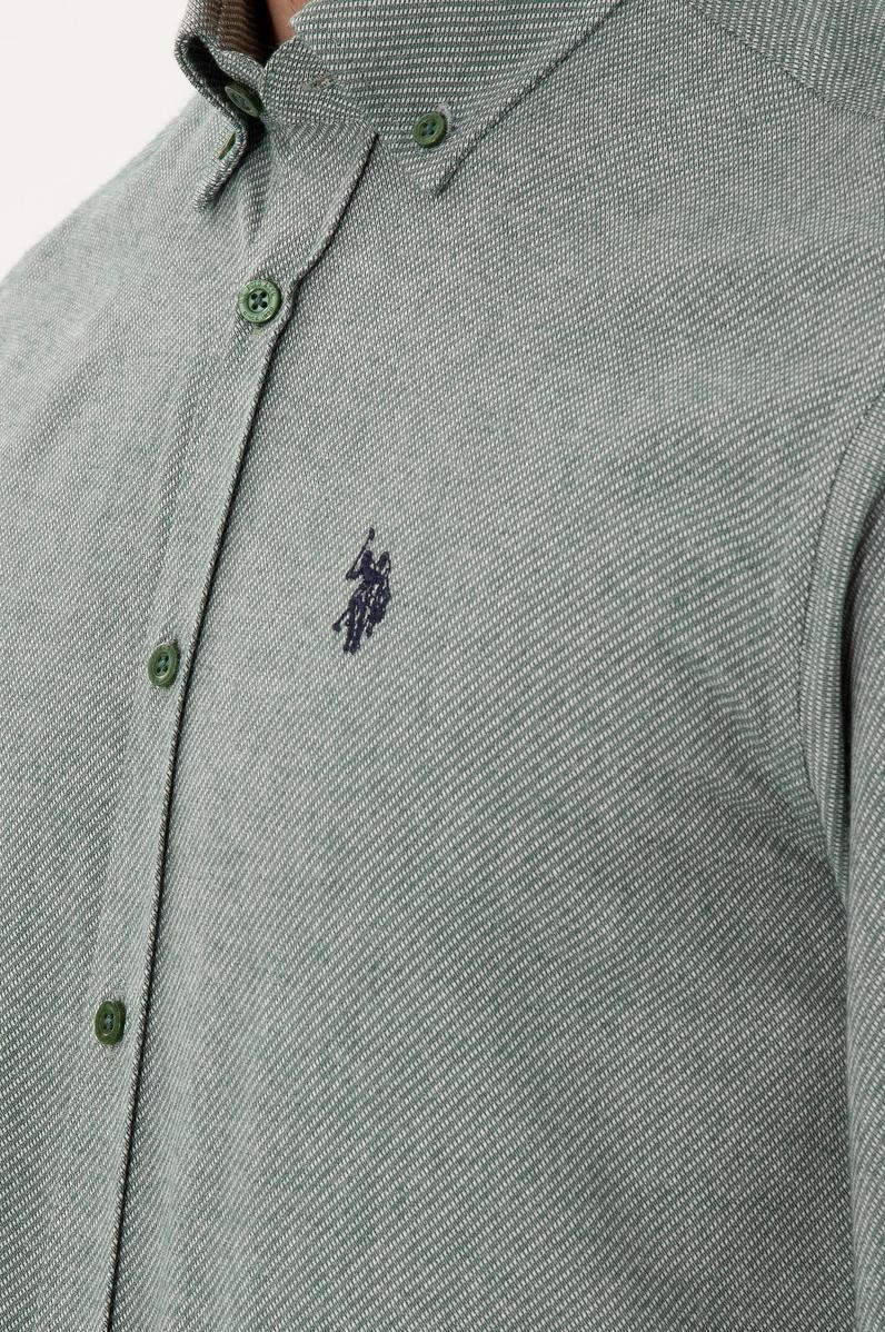 Erkek Koyu Yeşil Uzun Kollu Gömlek