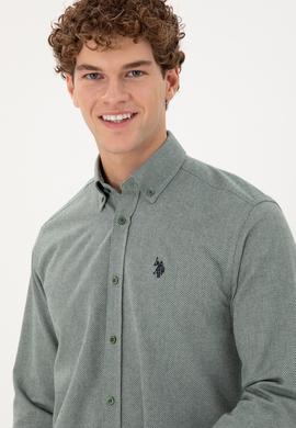 Erkek Koyu Yeşil Uzun Kollu Gömlek - 50296598007