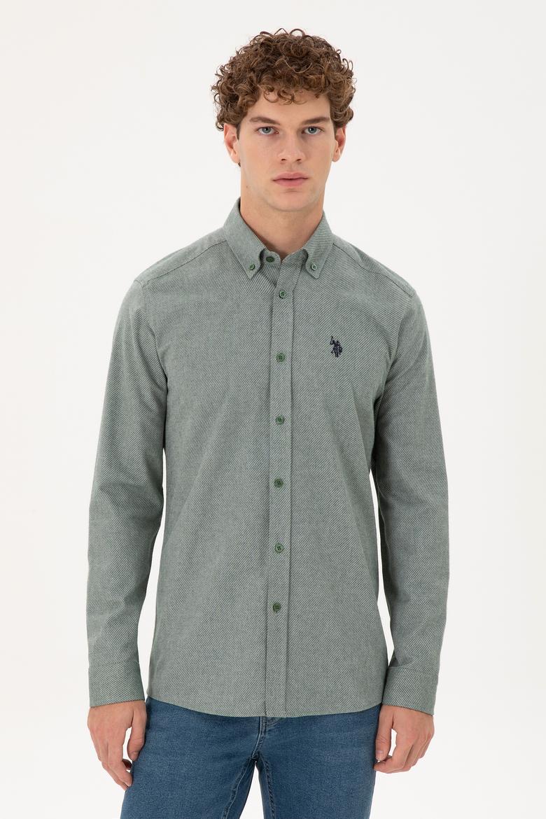 Erkek Koyu Yeşil Uzun Kollu Gömlek