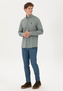 Erkek Koyu Yeşil Uzun Kollu Gömlek - 50296598007