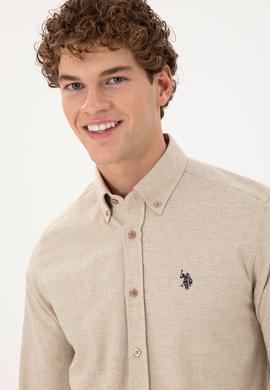 Erkek Kum Uzun Kollu Gömlek - 50296598016