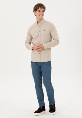 Erkek Kum Uzun Kollu Gömlek - 50296598016