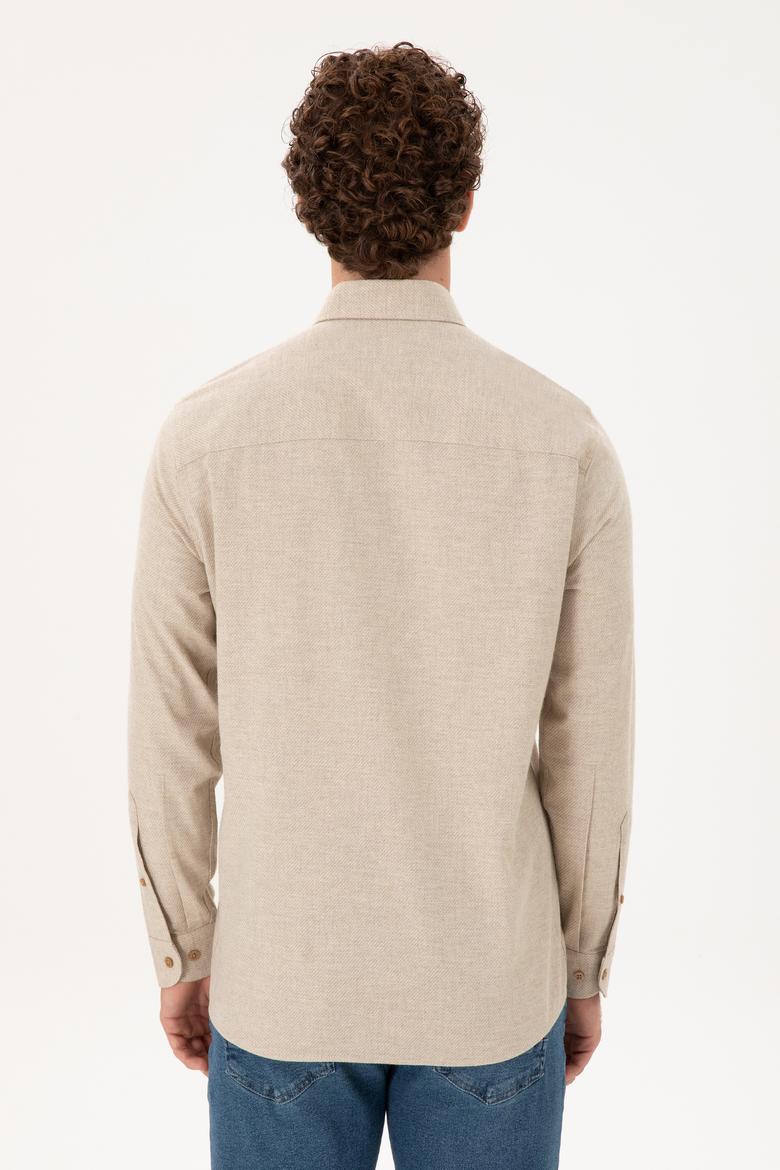 Erkek Kum Uzun Kollu Gömlek - 50296598016