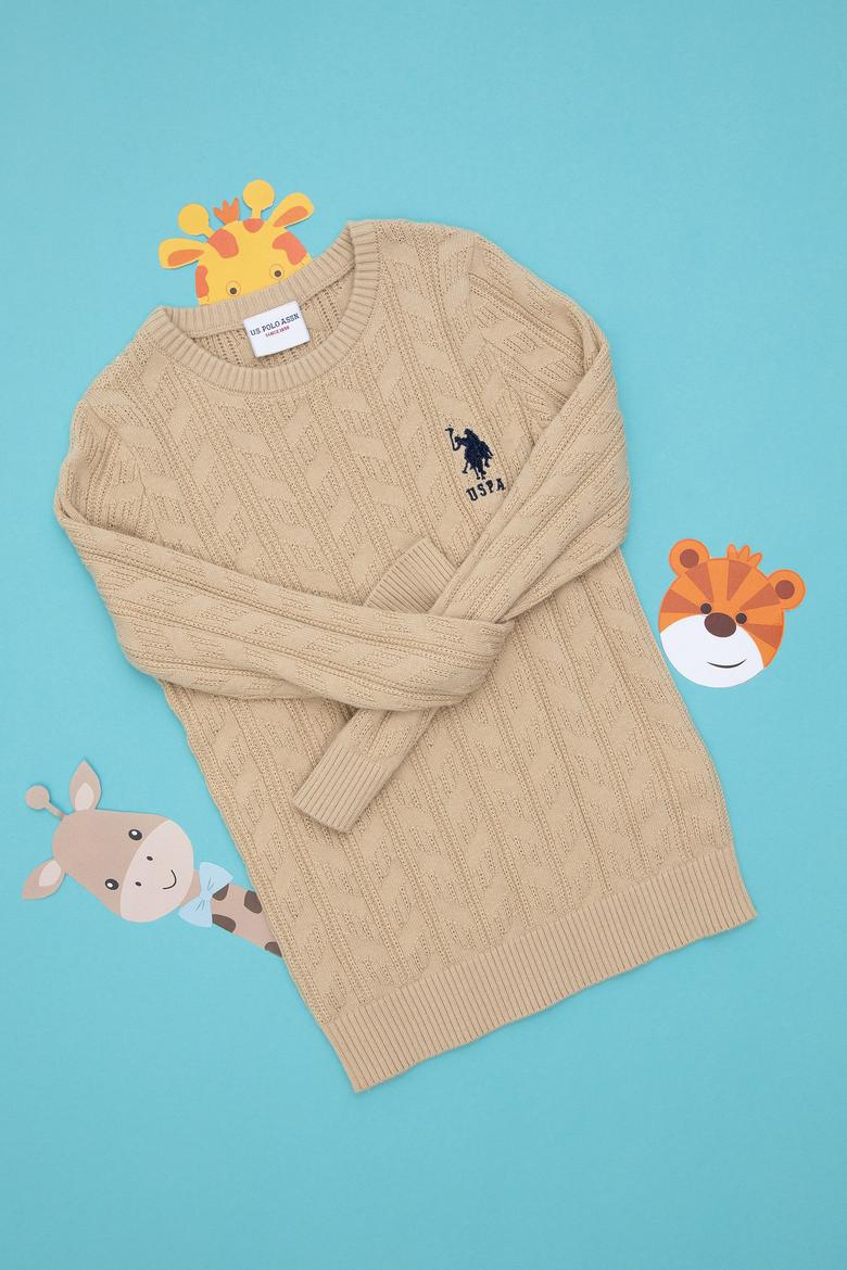 Erkek Çocuk Kum Basic Bisiklet Yaka Kazak