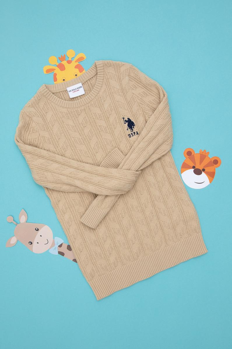 Erkek Çocuk Kum Basic Bisiklet Yaka Kazak