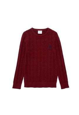 Erkek Çocuk Bordo Basic Bisiklet Yaka Kazak - 50293551087