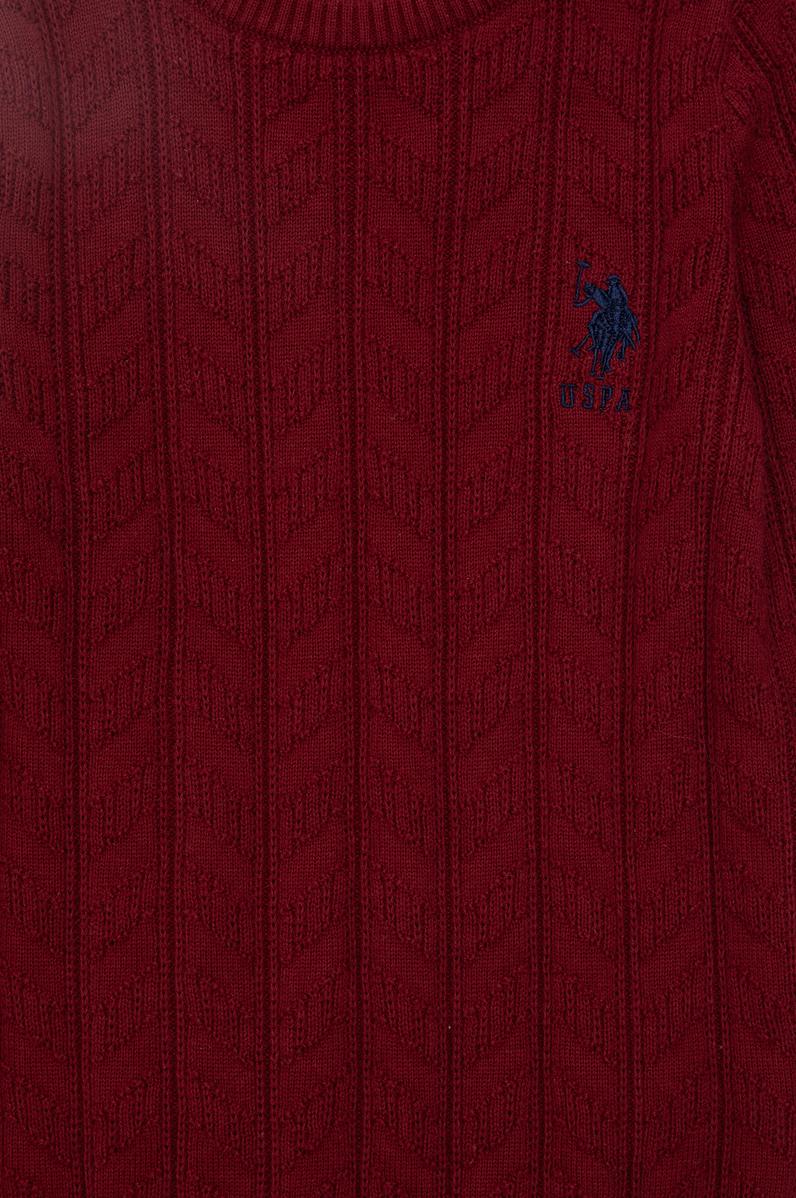 Erkek Çocuk Bordo Basic Bisiklet Yaka Kazak