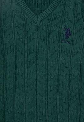 Erkek Çocuk Koyu Yeşil Basic V Yaka Kazak - 50293535065