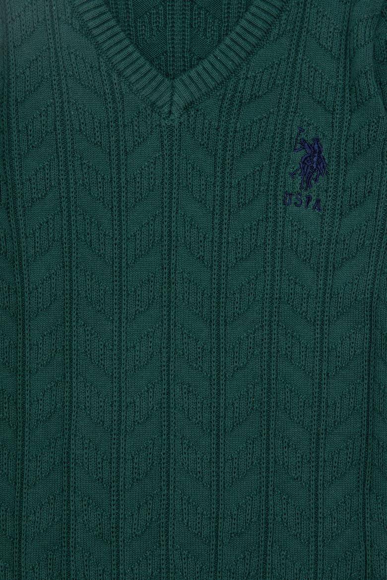 Erkek Çocuk Koyu Yeşil Basic V Yaka Kazak - 50293535065