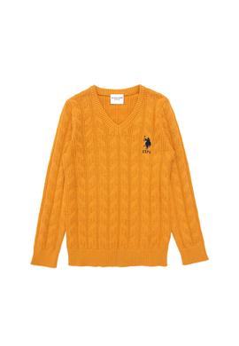 Erkek Çocuk Hardal Basic V Yaka Kazak - 50293535088