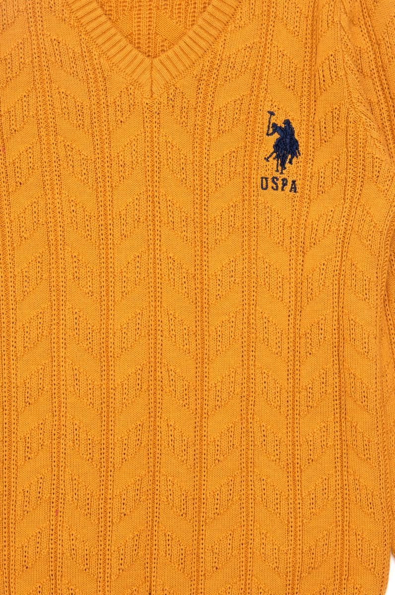 Erkek Çocuk Hardal Basic V Yaka Kazak