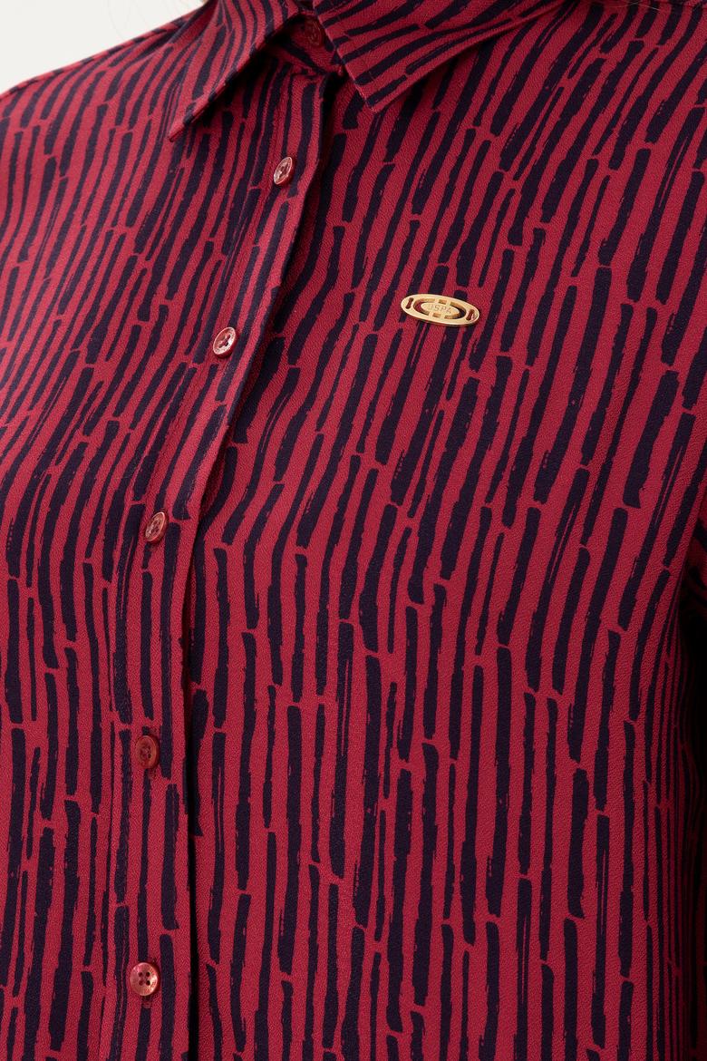 Kadın Vişne Uzun Kollu Gömlek - 50289904021