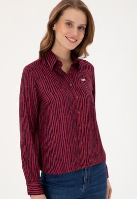 Kadın Vişne Uzun Kollu Gömlek - 50289904021