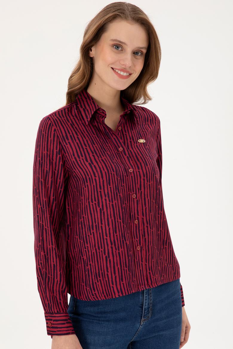 Kadın Vişne Uzun Kollu Gömlek - 50289904021