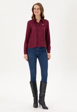 Kadın Vişne Uzun Kollu Gömlek - 50289904021