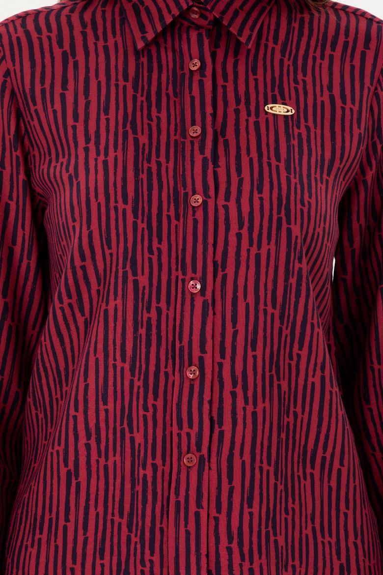 Kadın Vişne Uzun Kollu Gömlek - 50289904021