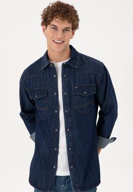 Erkek Koyu Mavi Jean Gömlek - 50289472006