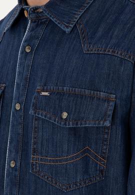 Erkek Koyu Mavi Jean Gömlek - 50289472006