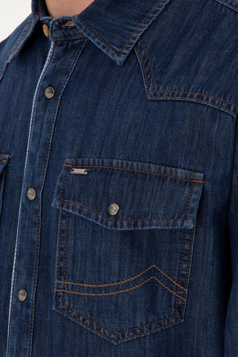 Erkek Koyu Mavi Jean Gömlek - 50289472006