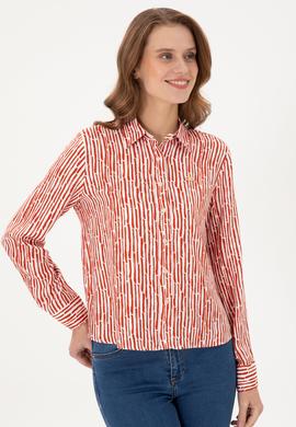 Kadın Kiremit Uzun Kollu Gömlek - 50289904035