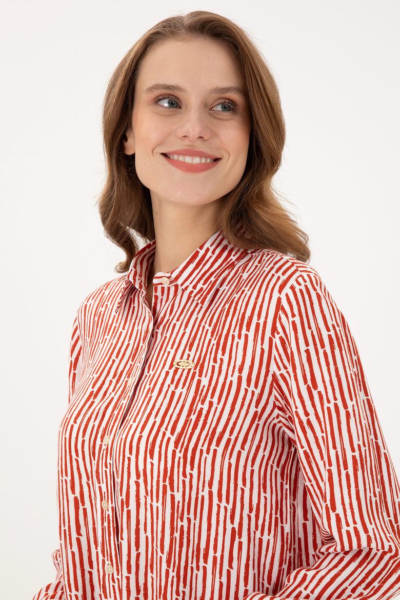 Kadın Kiremit Uzun Kollu Gömlek - 50289904035