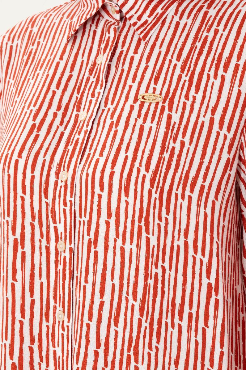 Kadın Kiremit Uzun Kollu Gömlek