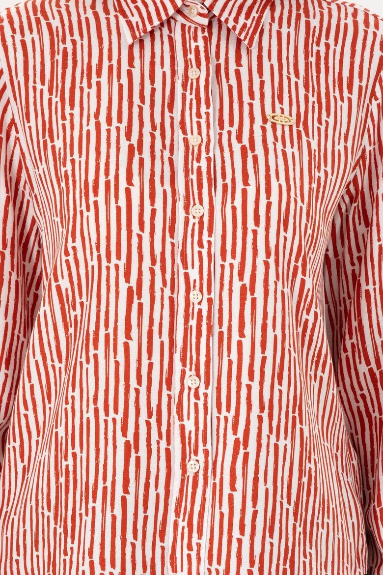 Kadın Kiremit Uzun Kollu Gömlek - 50289904035