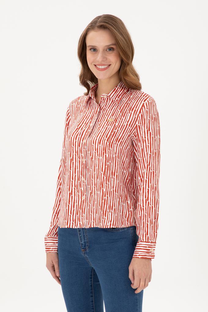 Kadın Kiremit Uzun Kollu Gömlek