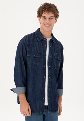 Erkek Koyu Mavi Jean Gömlek - 50289472006
