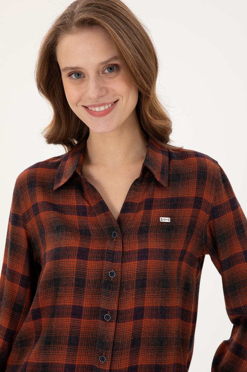 Kadın Kiremit Uzun Kollu Gömlek