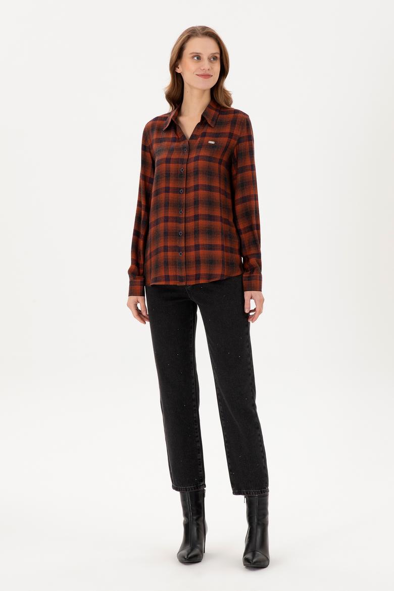 Kadın Kiremit Uzun Kollu Gömlek - 50291117006