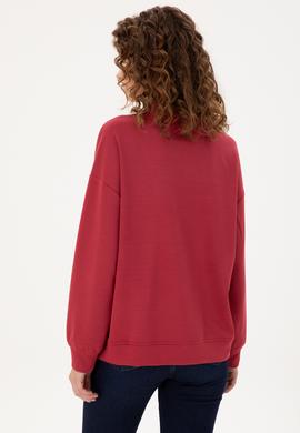 Kadın Vişne Fermuarlı Sweatshirt - 50298988015