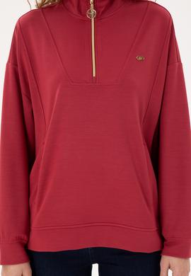 Kadın Vişne Fermuarlı Sweatshirt - 50298988015