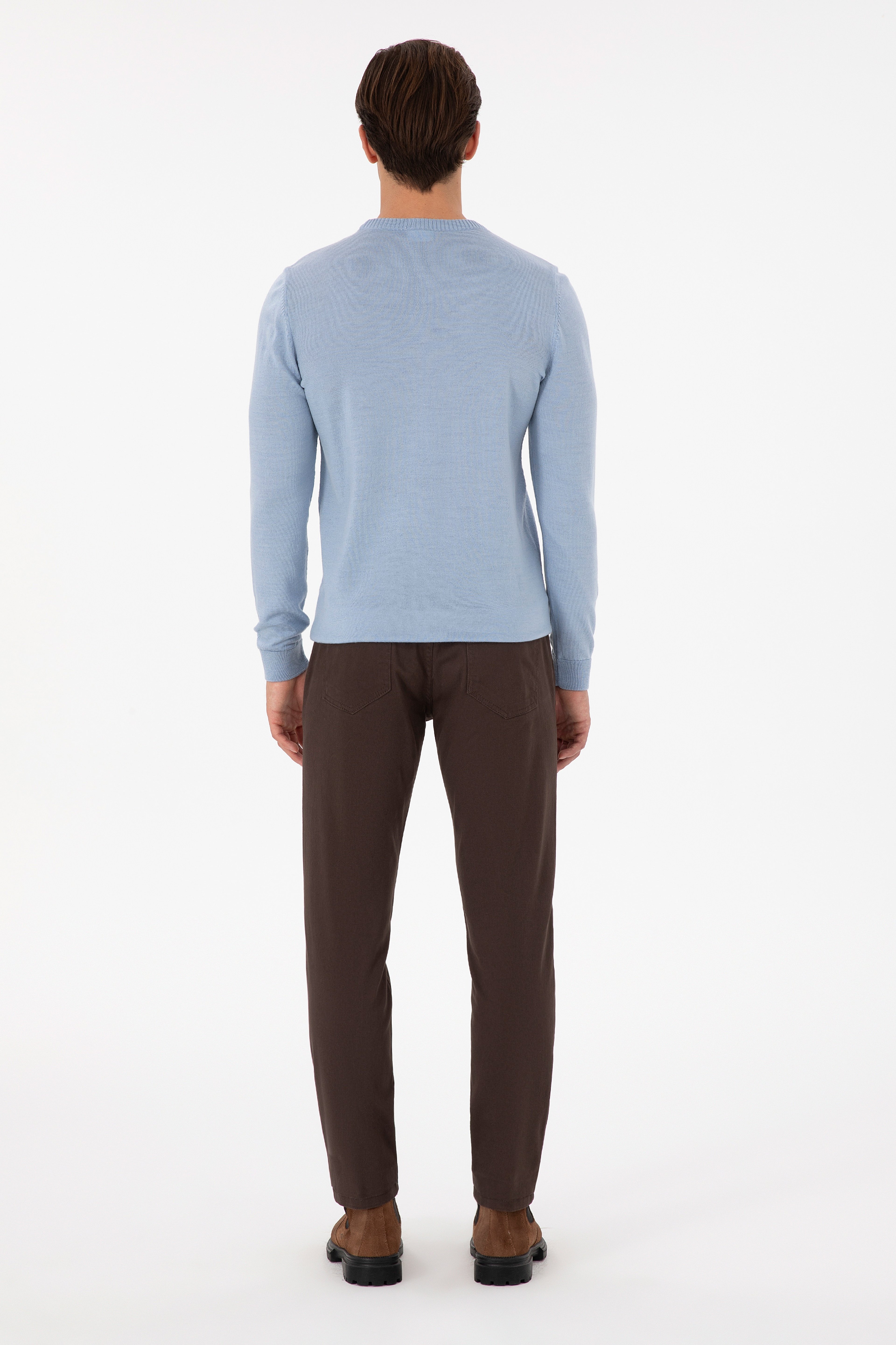 Erkek Kahverengi Slim Fit Kanvas Pantolon - Image 4