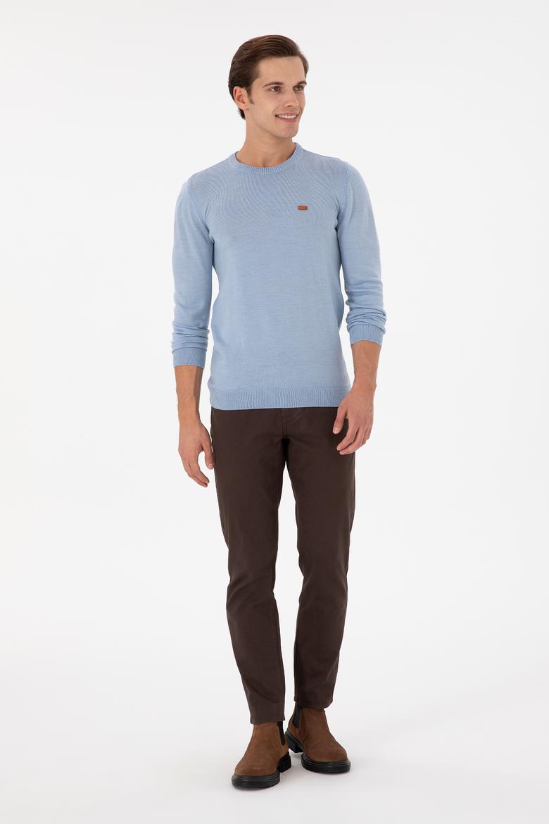 Erkek Kahverengi Slim Fit Kanvas Pantolon