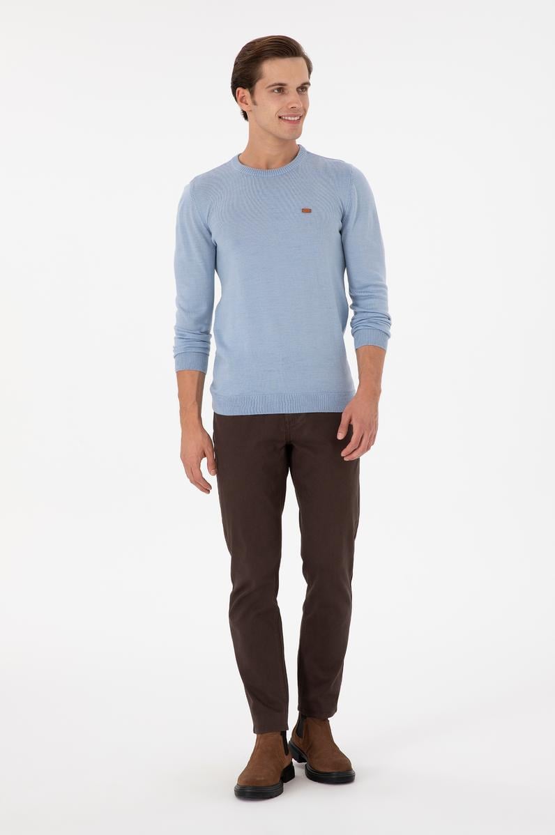 Erkek Kahverengi Slim Fit Kanvas Pantolon