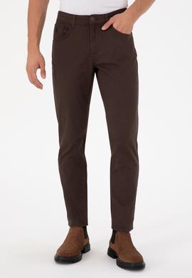 Erkek Kahverengi Slim Fit Kanvas Pantolon - 50297545199