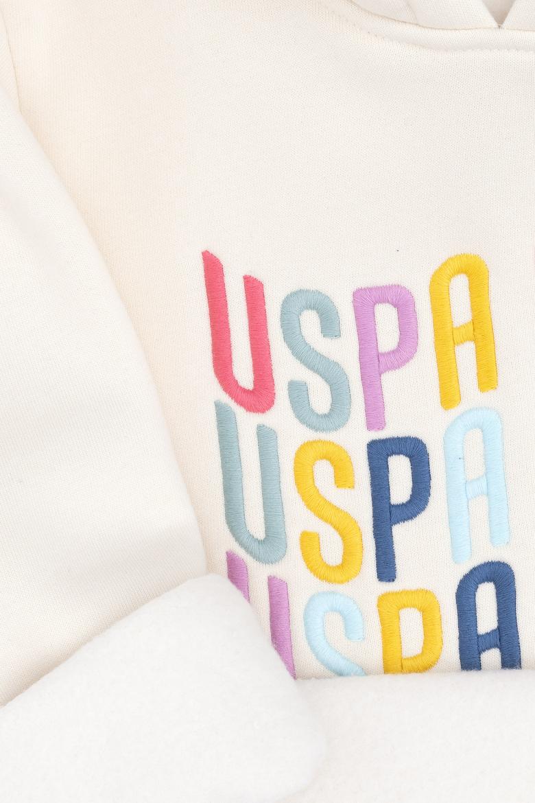 Kız Çocuk Krem Renkli Logolu Kapüşonlu Sweatshirt - 50290715010