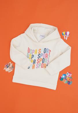 Kız Çocuk Krem Renkli Logolu Kapüşonlu Sweatshirt - 50290715010