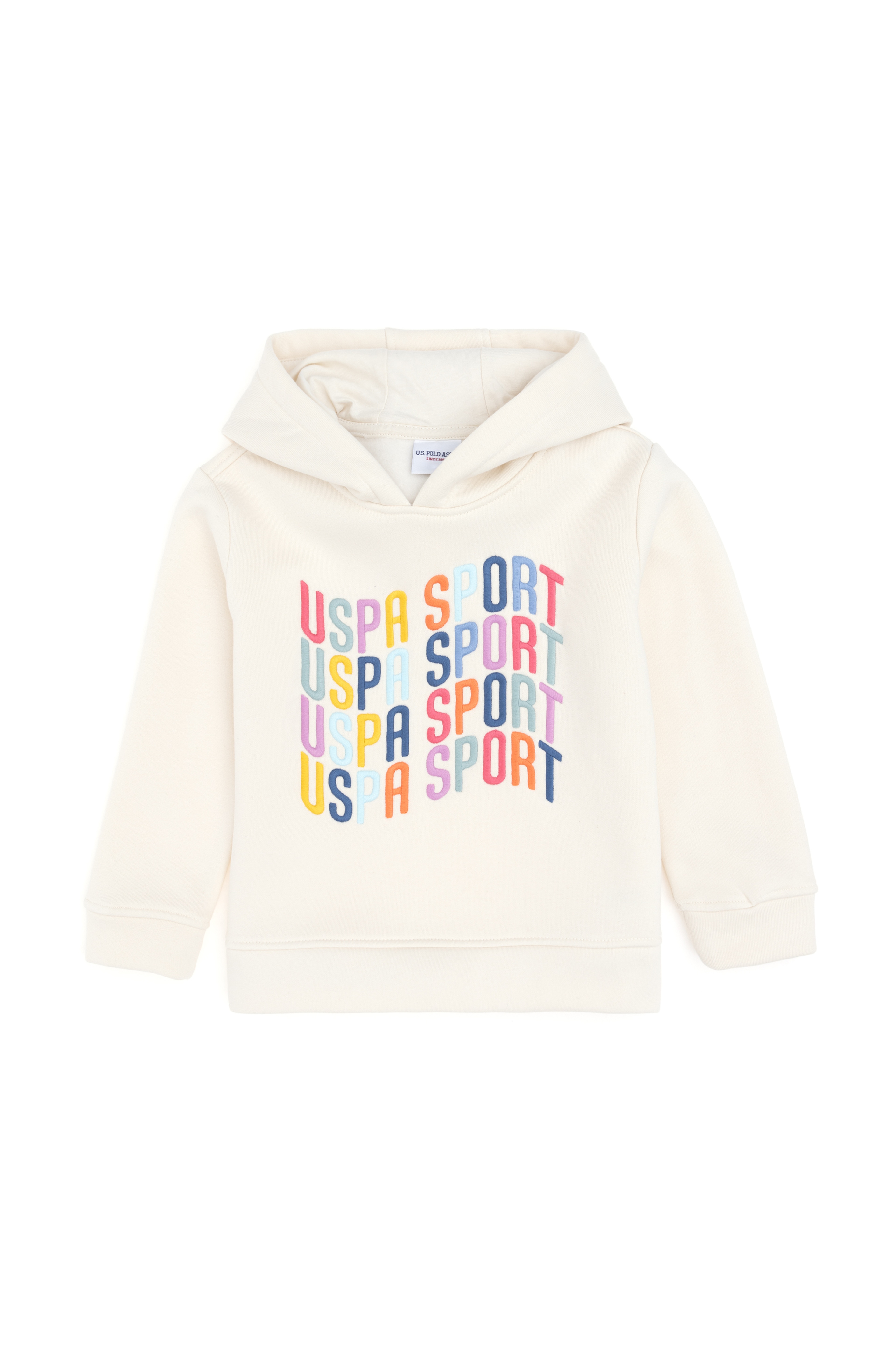Kız Çocuk Krem Renkli Logolu Kapüşonlu Sweatshirt