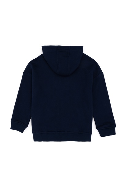 Erkek Çocuk Fermuarlı Lacivert Kapüşonlu Sweatshirt