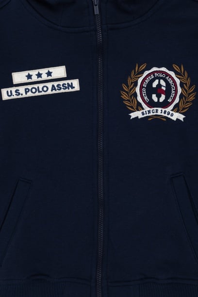 Erkek Çocuk Fermuarlı Lacivert Kapüşonlu Sweatshirt