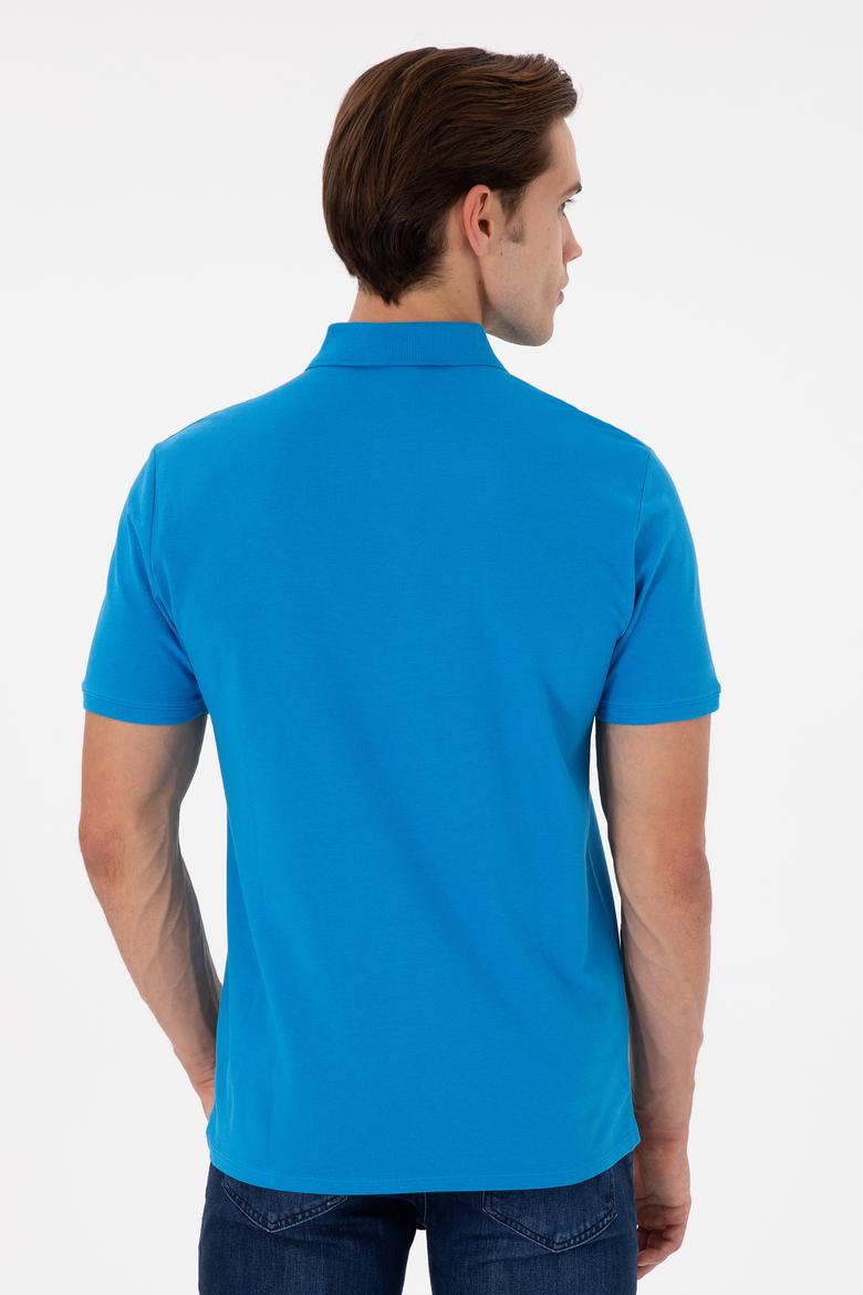 Erkek Regular Fit Polo Yaka Saks Basic Tişört - 50284641117