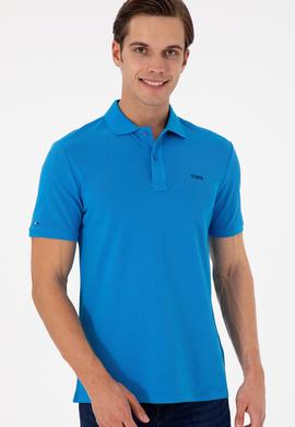 Erkek Regular Fit Polo Yaka Saks Basic Tişört - 50284641117