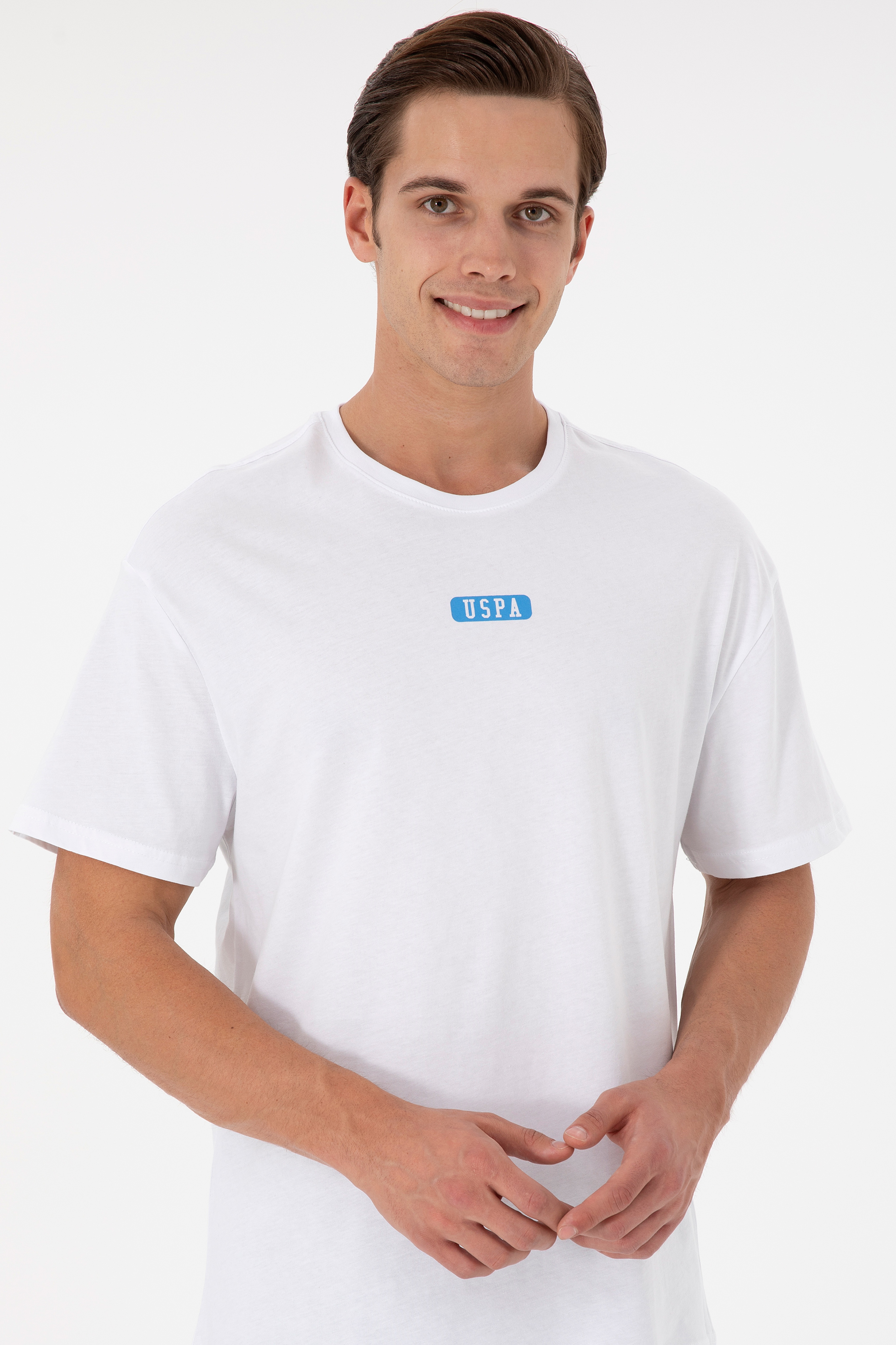 Erkek Oversize Fit Bisiklet Yaka Beyaz Tişört
