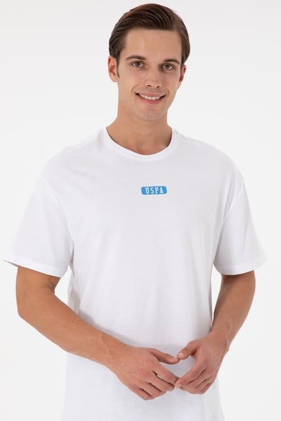 Erkek Oversize Fit Bisiklet Yaka Beyaz Tişört