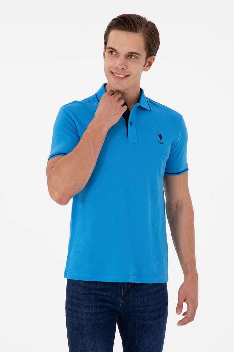 Erkek Slim Fit Polo Yaka Saks Basic Tişört