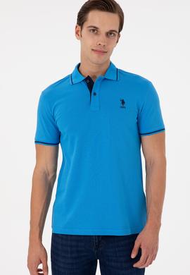 Erkek Slim Fit Polo Yaka Saks Basic Tişört - 50284631068