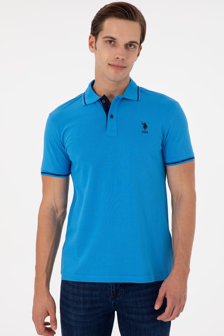 Erkek Slim Fit Polo Yaka Saks Basic Tişört - 50284631068