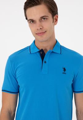 Erkek Slim Fit Polo Yaka Saks Basic Tişört - 50284631068
